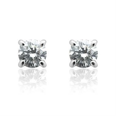 18ct White Gold Classic Design Diamond Solitaire Stud Earrings 0.15ct thumbnail