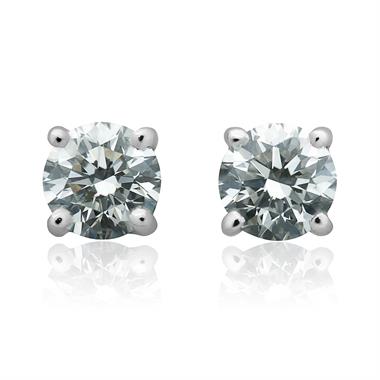 18ct White Gold Classic Diamond Solitaire Stud Earrings 1.00ct thumbnail 