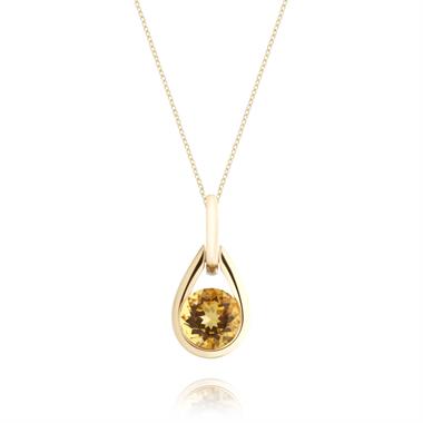 18ct Yellow Gold Citrine Teardrop Pendant thumbnail