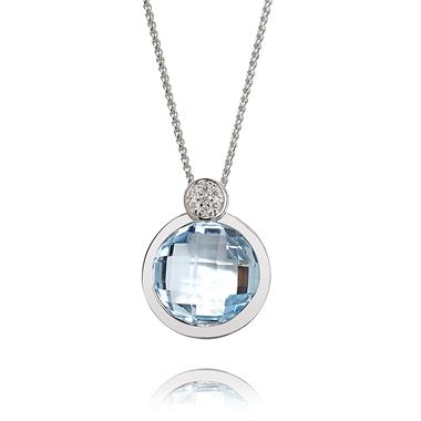 18ct White Gold Topaz and Diamond Briolette Pendant thumbnail