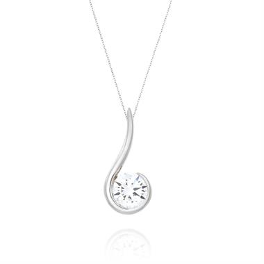 18ct White Gold Swirl Design Diamond Pendant 0.40ct thumbnail