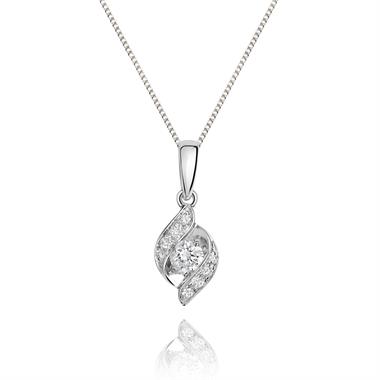18ct White Gold Twisted Diamond Pendant thumbnail