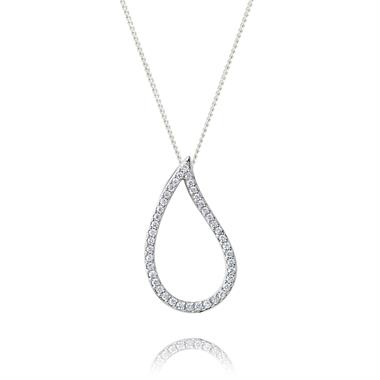 18ct White Gold Pear Shape Diamond Pendant thumbnail