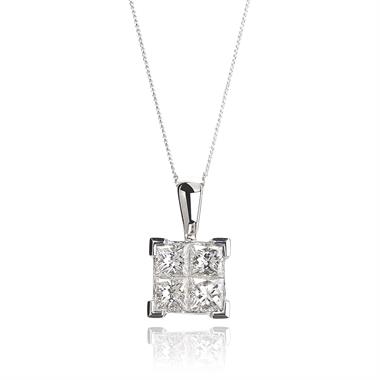 Illusion 18ct White Gold 0.50ct Diamond Pendant thumbnail