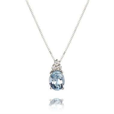 18ct White Gold Aquamarine and Diamond Necklace thumbnail 