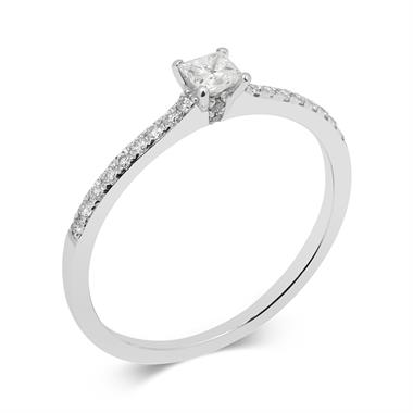 Platinum 0.28ct Princess Cut Diamond Solitaire Ring thumbnail
