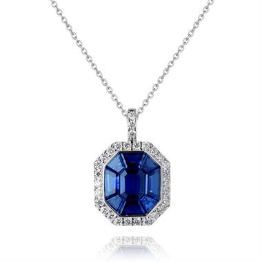 Odyssey 18ct White Gold Sapphire and Diamond Pendant thumbnail