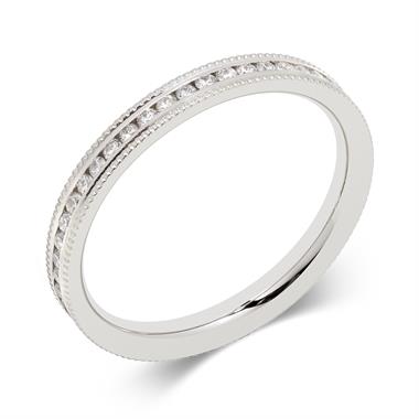 Platinum Vintage Inspired Full Diamond Eternity Ring thumbnail
