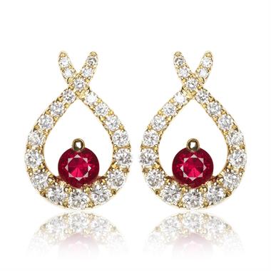 Keepsafe 18ct Yellow Gold Ruby and Diamond Stud Earrings thumbnail