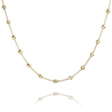 18ct Yellow Gold Faceted Bead Detail Station Necklace thumbnail 