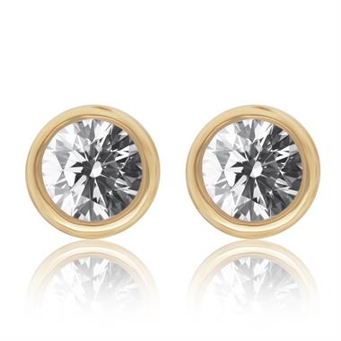 18ct Yellow Gold Diamond Solitaire Stud Earrings 0.40ct thumbnail 
