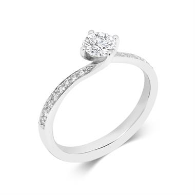 Platinum Twist Design Diamond Solitaire Engagement Ring 0.75ct thumbnail 