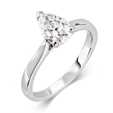 Platinum Pear Shape Diamond Solitaire Engagement Ring 1.00ct thumbnail 
