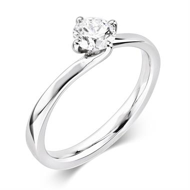 Platinum Twist Design Diamond Solitaire Engagement Ring 0.50ct thumbnail 
