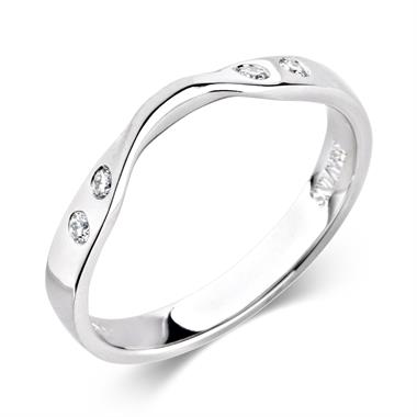 Platinum Diamond Set Shaped Wedding Ring 0.06ct thumbnail