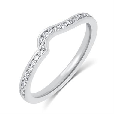 Platinum Diamond Set Shaped Wedding Ring 0.25ct thumbnail 
