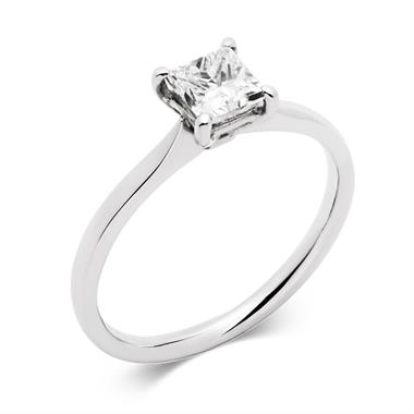 Platinum Classic Princess Cut 0.70ct Diamond Solitaire Ring thumbnail