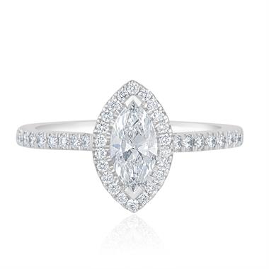 Platinum Marquise Cut Diamond Halo Engagement Ring 0.85ct thumbnail