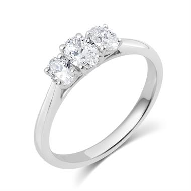 Platinum Oval Diamond Three Stone Engagement Ring 0.60ct thumbnail 