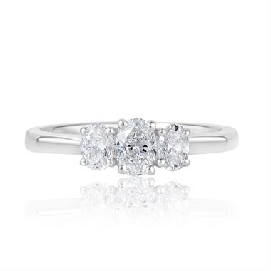 Platinum Oval Diamond Three Stone Engagement Ring 0.60ct thumbnail
