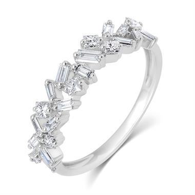 Stardust 18ct White Gold Baguette Cut and Princess Diamond Dress Ring 0.57ct thumbnail 