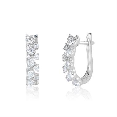 18ct White Gold Fine Petal Design Diamond Hoop Earrings 0.64ct thumbnail 