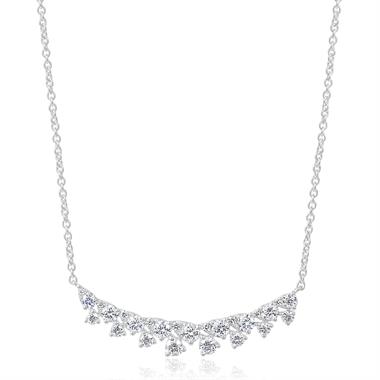 18ct White Gold Diamond Fine Petal Design Necklace thumbnail 