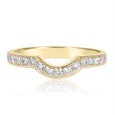 18ct Yellow Gold Diamond Set Shaped Wedding Ring thumbnail