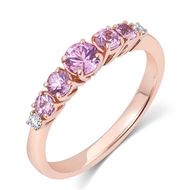 Bonbon 18ct Rose Gold Pink Sapphire and Diamond Dress Ring thumbnail 