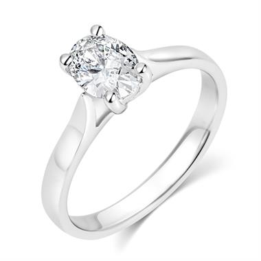Platinum Oval Diamond Solitaire Engagement Ring 0.70ct thumbnail 