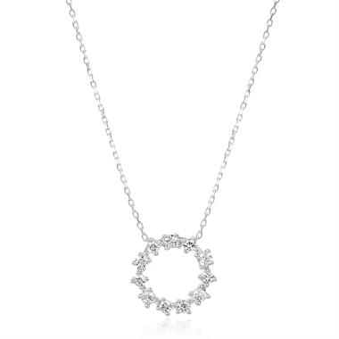 18ct White Gold Circle Design Diamond Necklace 0.16ct thumbnail 