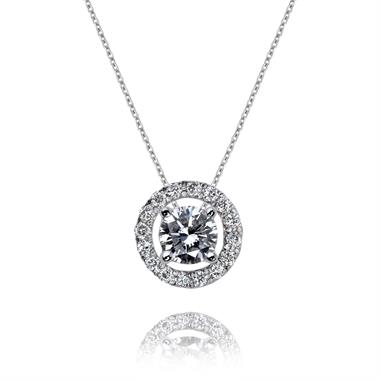 18ct White Gold Diamond Circle Cluster Pendant thumbnail