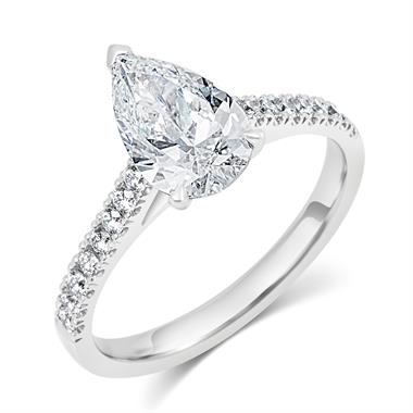 Platinum Pear Shape Diamond Solitaire Engagement Ring 1.70ct thumbnail 