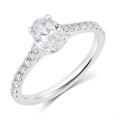 Platinum Oval Diamond Solitaire Engagement Ring 1.00ct thumbnail 