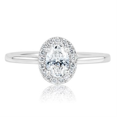 Platinum Oval Diamond Halo Engagement Ring 0.65ct thumbnail