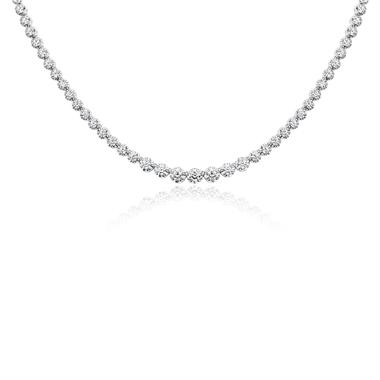 18ct White Gold Illusion Detail Diamond Riviere Necklace 3.14ct thumbnail
