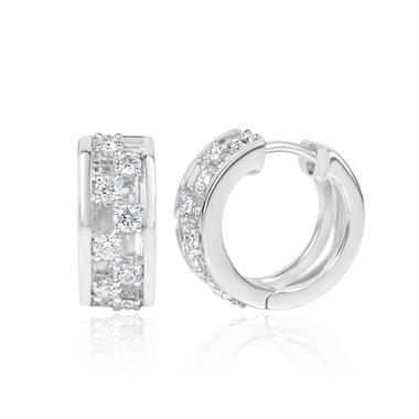 18ct White Gold Diamond Hoop Earrings 0.55ct thumbnail