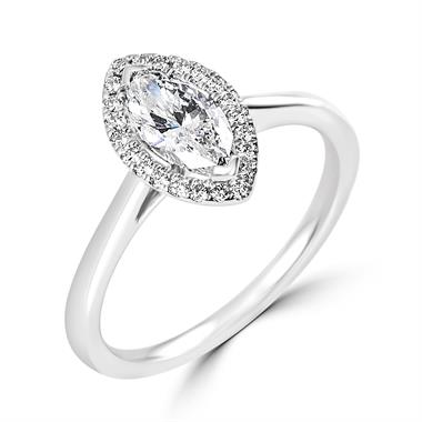 Platinum Marquise Diamond Halo Engagement Ring 0.85ct thumbnail