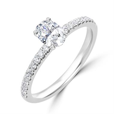 Platinum Oval Diamond Solitaire Engagement Ring 0.70ct thumbnail 