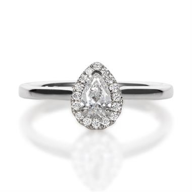 Platinum Pear Shape Diamond Halo Engagement Ring 0.40ct thumbnail