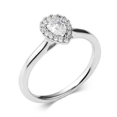 Platinum Pear Shape Diamond Halo Engagement Ring 0.40ct thumbnail 