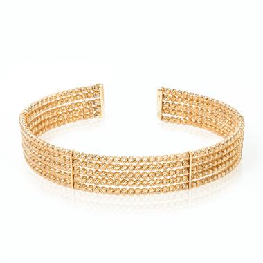 18ct Yellow Gold Sparkle Bead Bangle thumbnail