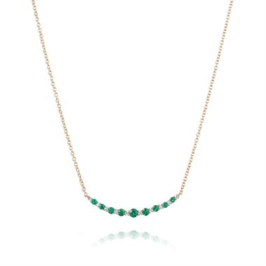 18ct Yellow Gold Emerald and Diamond Necklace thumbnail 