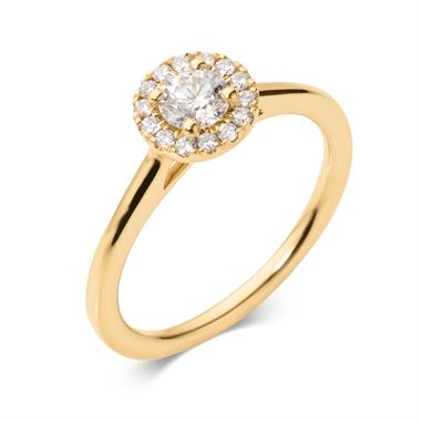 18ct Yellow Gold Diamond Round Halo Engagement Ring 0.48ct thumbnail 