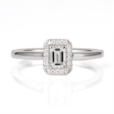 Platinum Emerald Cut Diamond Halo Engagement Ring 0.40ct thumbnail