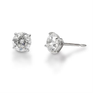18ct White Gold Classic Design Diamond Solitaire Stud Earrings 2.00ct thumbnail 