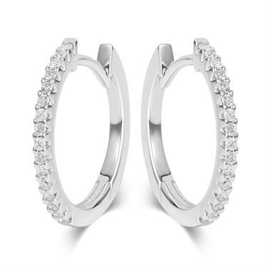 18ct White Gold Diamond Hoop Earrings 17mm thumbnail