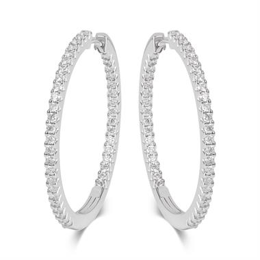 18ct White Gold Large Diamond Hoop Earrings thumbnail