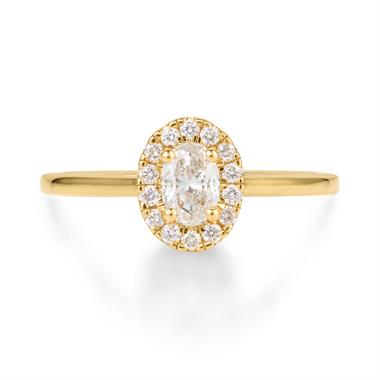 18ct Yellow Gold Oval Diamond Halo Engagement Ring 0.45ct thumbnail