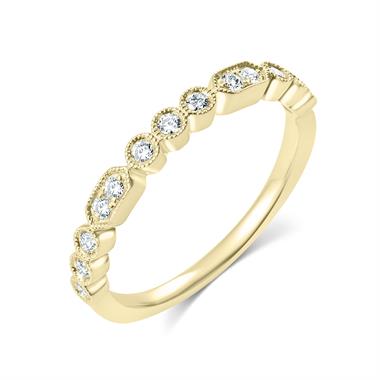 18ct Yellow Gold Vintage Style Diamond Half Eternity Ring 0.22ct thumbnail 